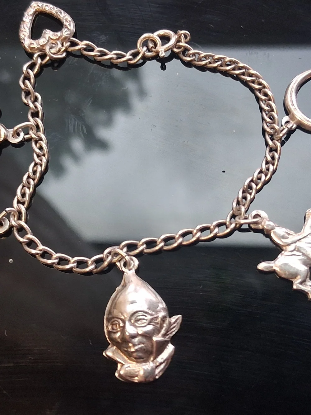 moSterling Silver Charm Bracelet with Horseshoe, Clover & Animal Charms - 6.5